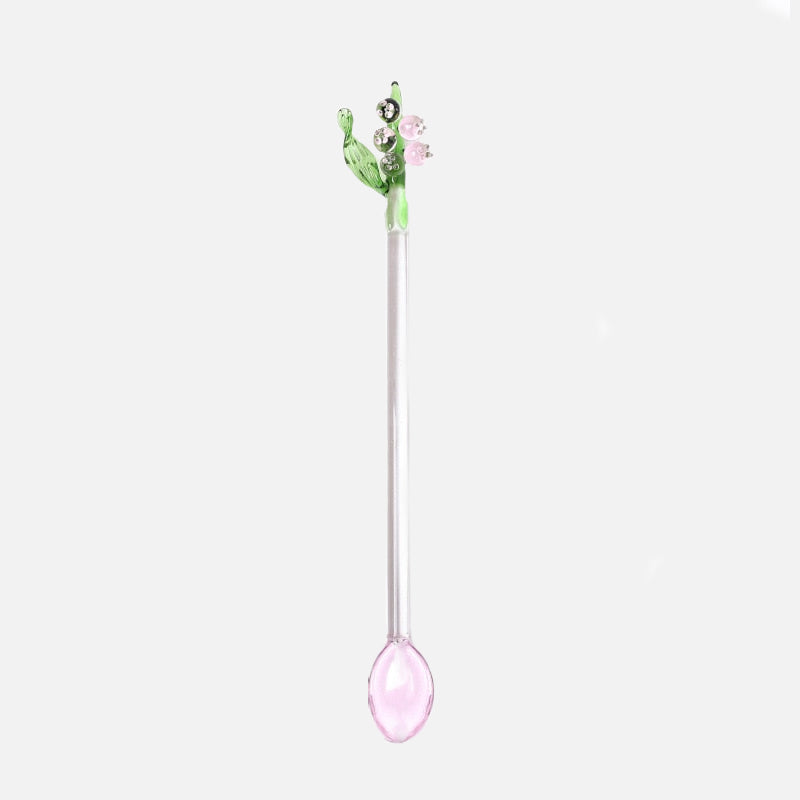 Floral Glass Stirrer Pink