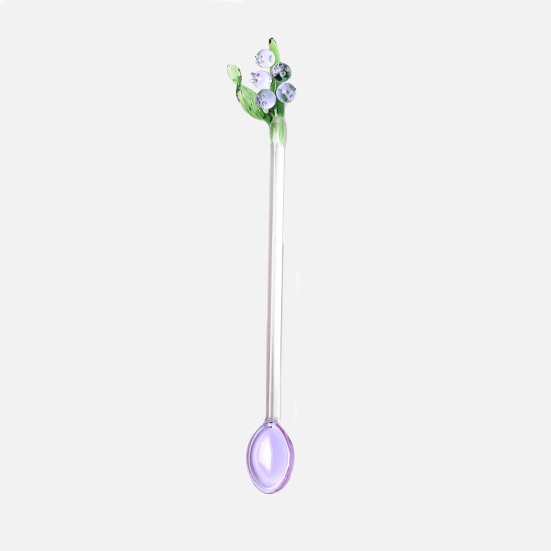 Floral Glass Stirrer Purple