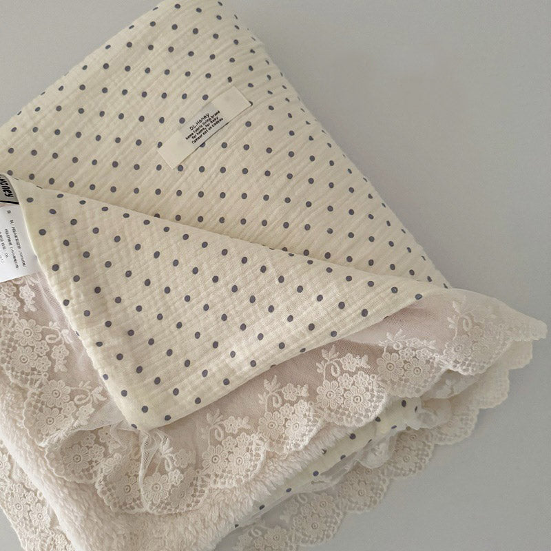 Floral Ruffle Comforter – Cotton Gauze & Soft Fleece Polka dot
