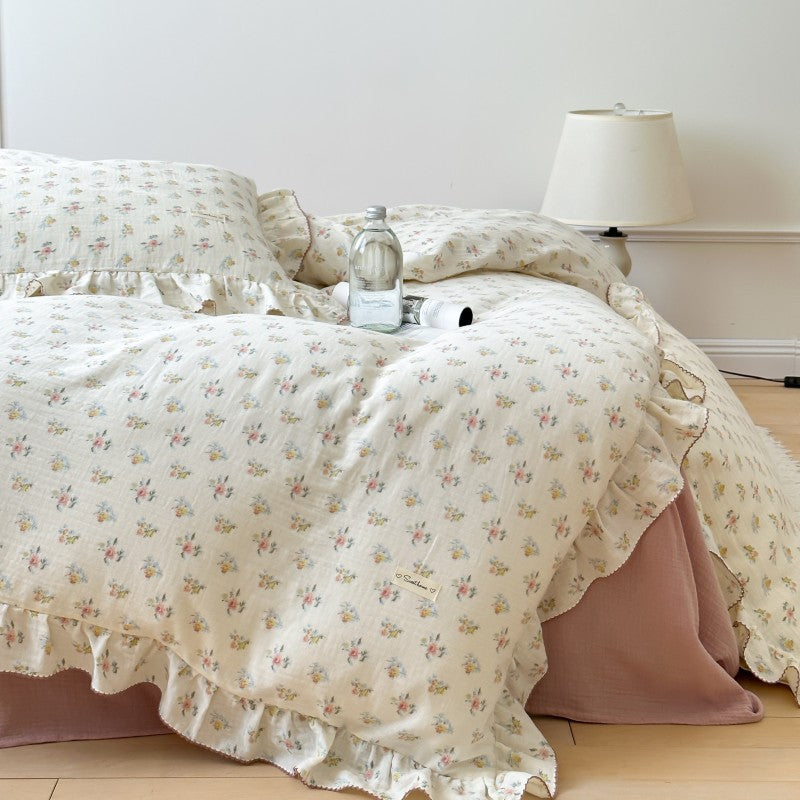 Azalea Floral Bedding Set – Ruffled Cotton Muslin