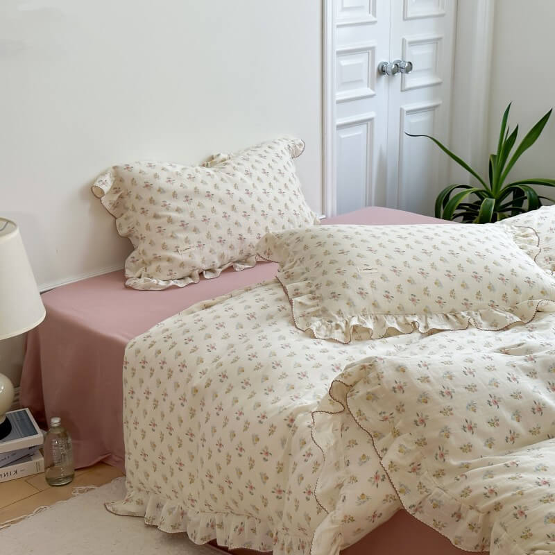 Azalea Floral Bedding Set – Ruffled Cotton Muslin