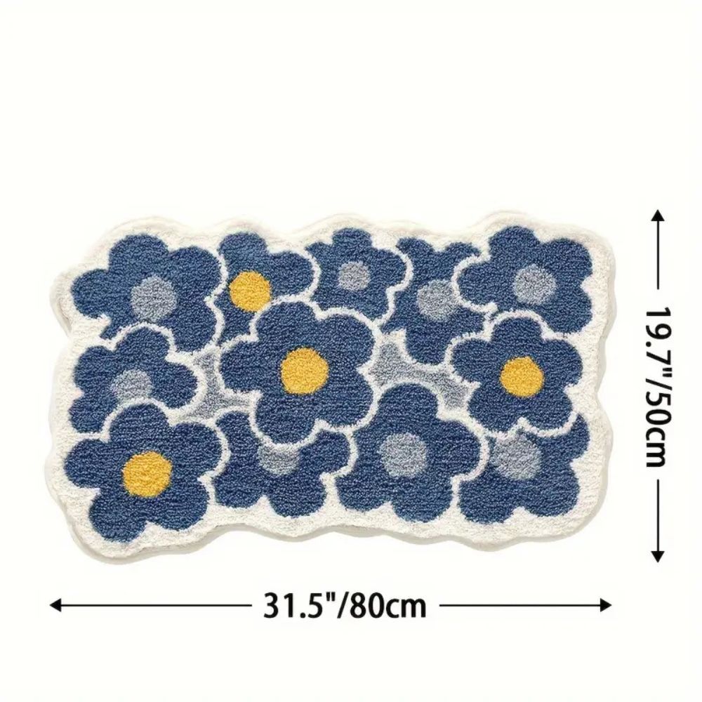 Floral Tufted Absorbent Bath Mat Cool Garden 20"x31"