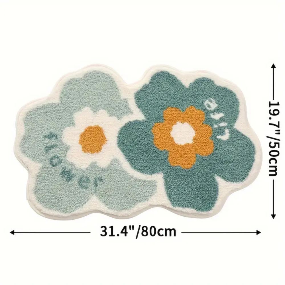 Floral Tufted Absorbent Bath Mat Whimsical Flower 20"x31"