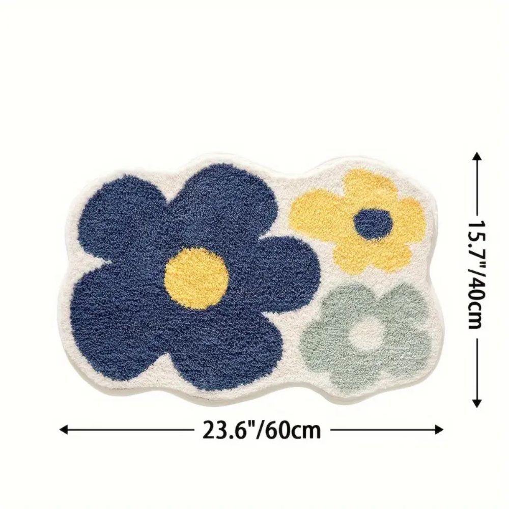 Floral Tufted Absorbent Bath Mat Bold Blossom 16"x24"