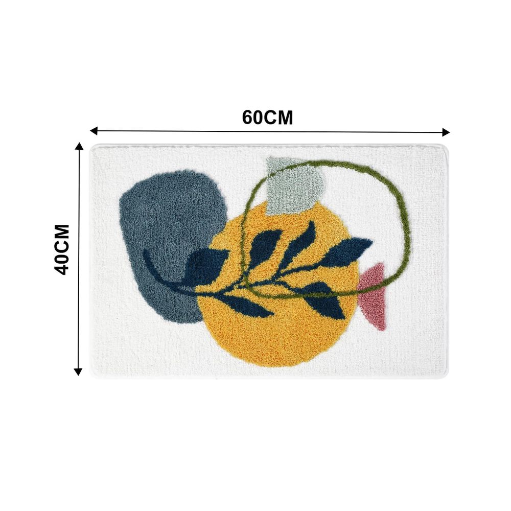 Floral Non-Slip Bathmat Golden Vine Loop 16"x23.5"