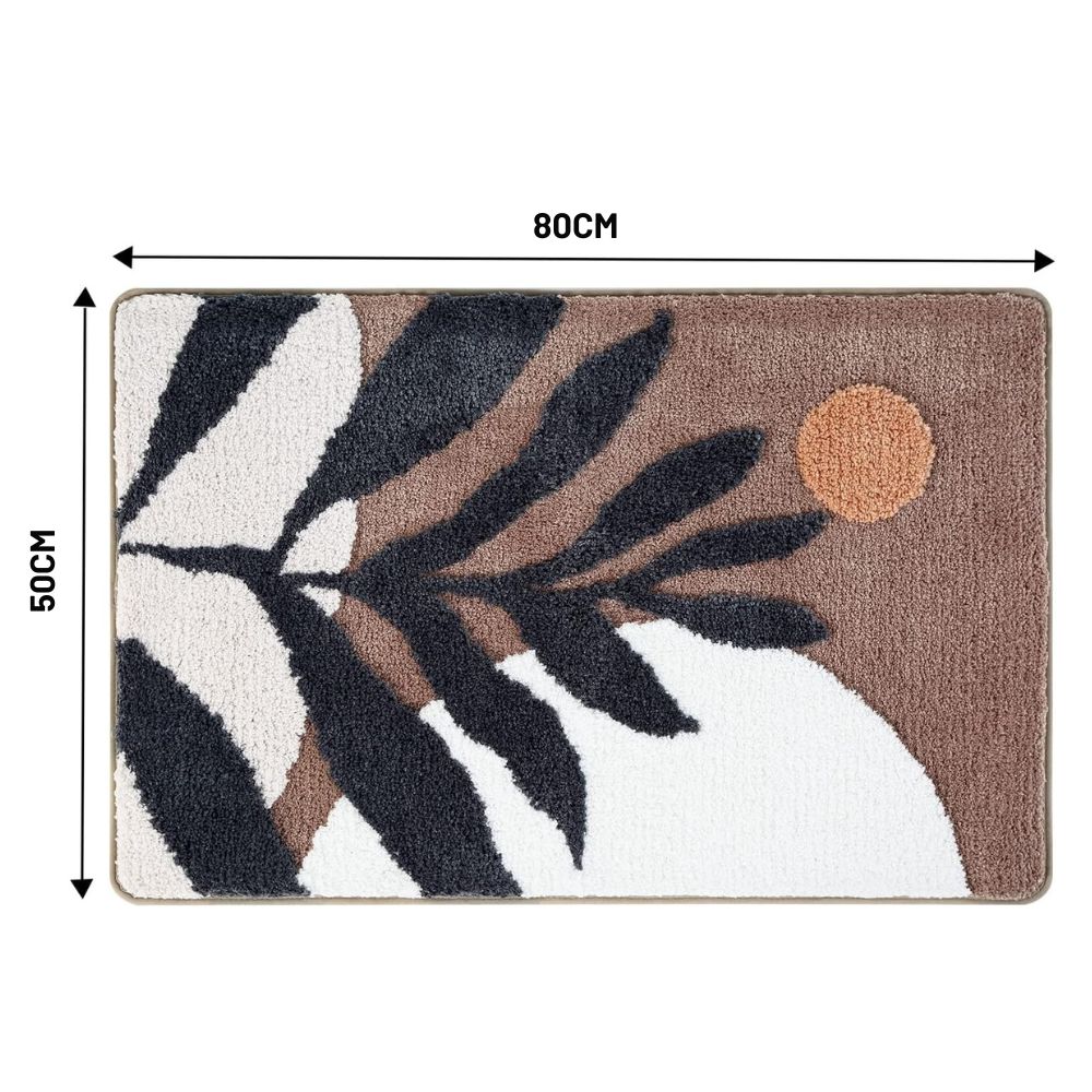 Floral Non-Slip Bathmat Earthshade Leaf 20"x31.5"