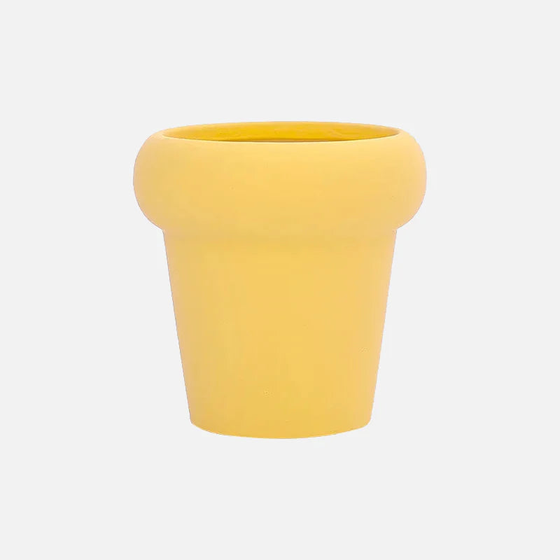 Flower Bud Ceramic Potted Planter Small Yellow