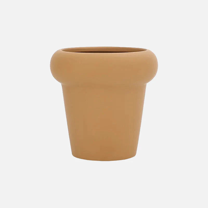 Flower Bud Ceramic Potted Planter Small Brown