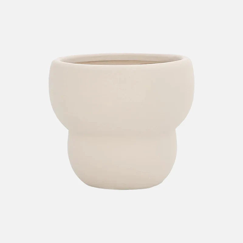 Flower Bud Ceramic Potted Planter Medium White