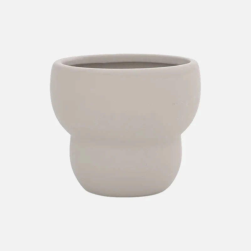Flower Bud Ceramic Potted Planter Medium Grey