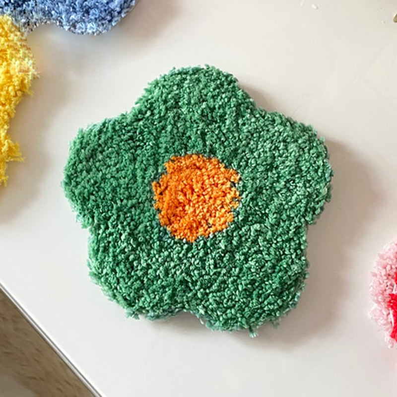 Flower Hand Tufted Coaster & Mat Green