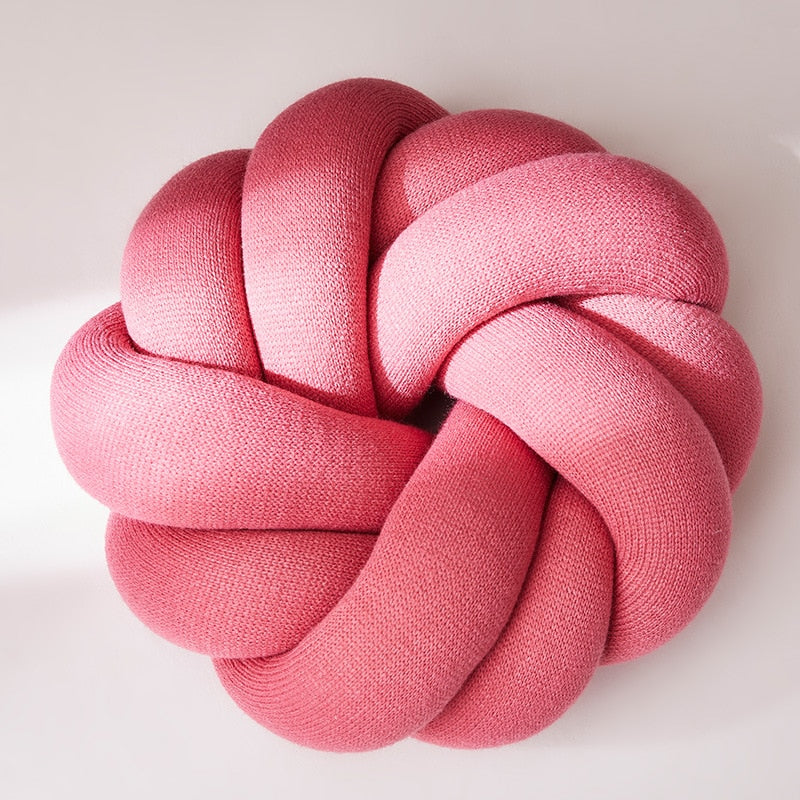 Flower Knot Soft Cotton Knit Pillows Pink
