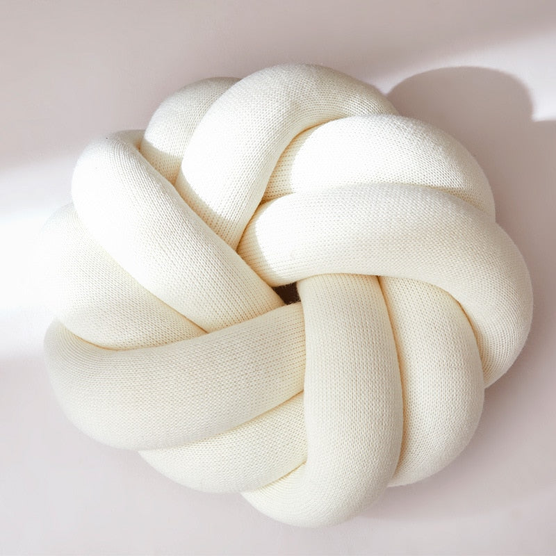 Flower Knot Soft Cotton Knit Pillows White