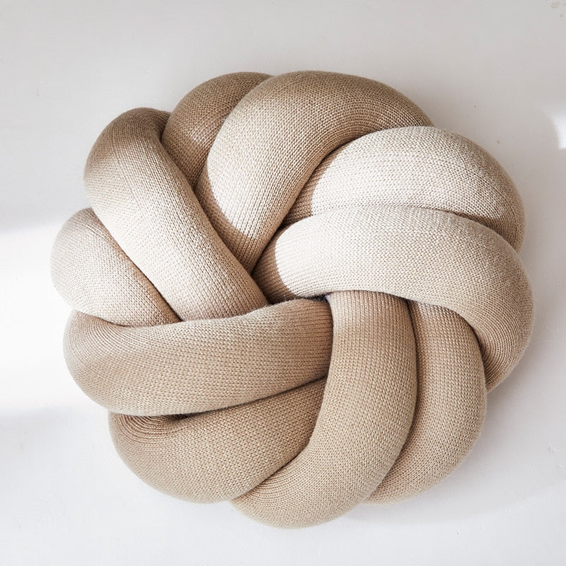 Flower Knot Soft Cotton Knit Pillows Taupe