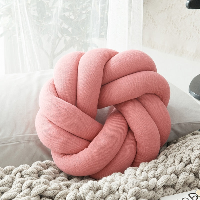 Flower Knot Soft Cotton Knit Pillows Rose