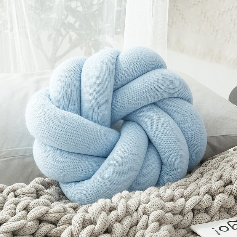 Flower Knot Soft Cotton Knit Pillows Sky