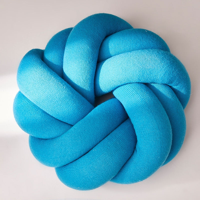 Flower Knot Soft Cotton Knit Pillows Cyan