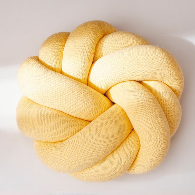 Flower Knot Soft Cotton Knit Pillows Yellow