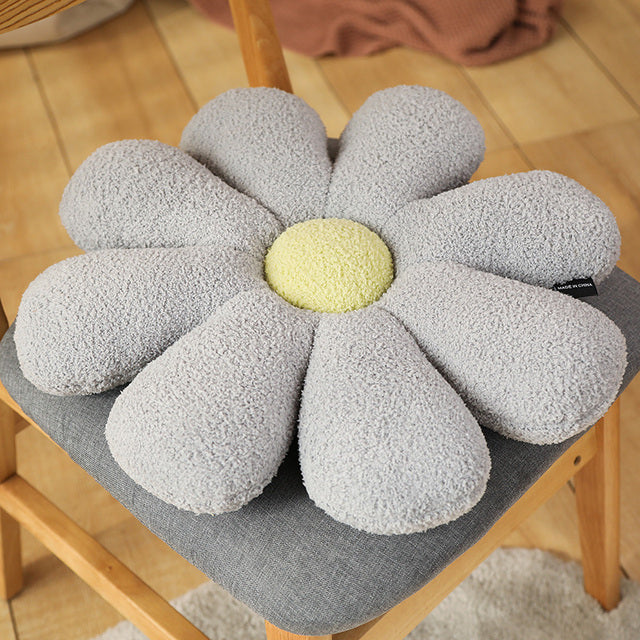 Flower Power Daisy Cushion Pillows Grey