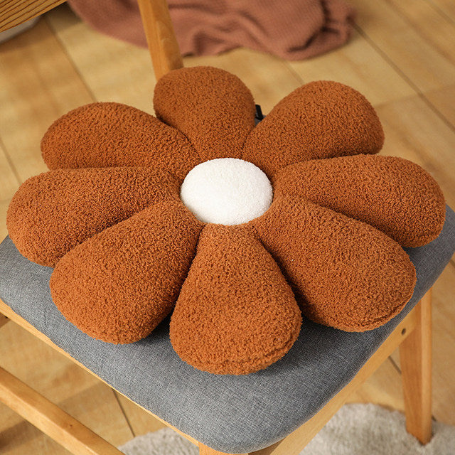 Flower Power Daisy Cushion Pillows Brown
