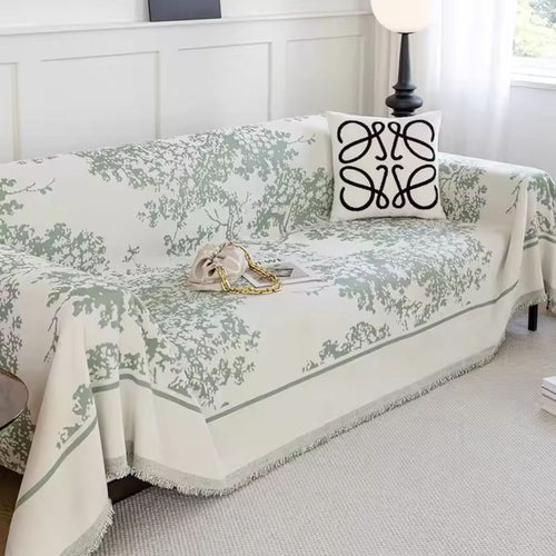 Chenille Flowerfield Sofa Cover Soft Mint Green