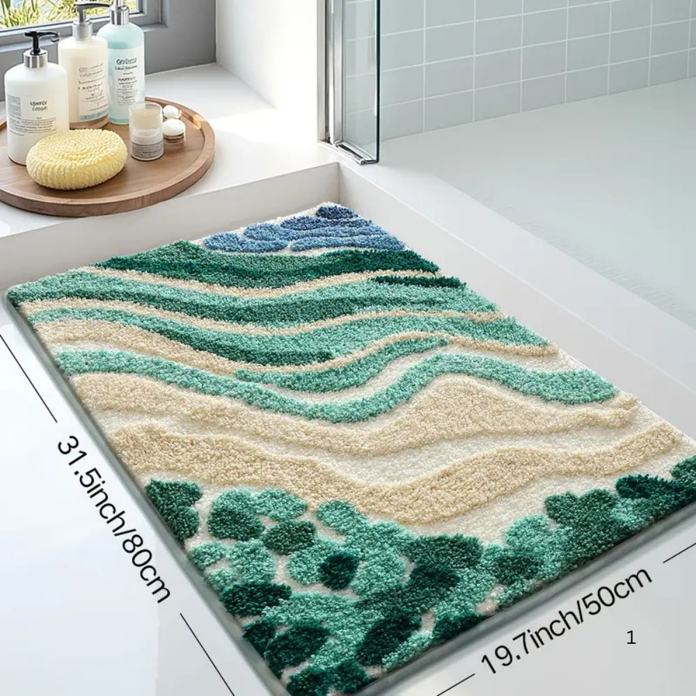 Fluffy Ocean Wavy Pattern Bath Mat 20"x31.5"