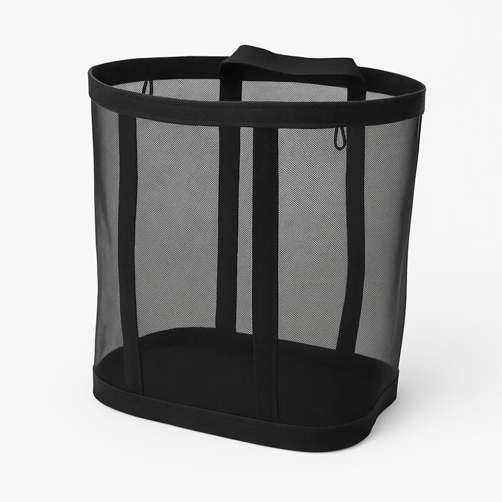 Foldable Mesh Laundry Basket Black