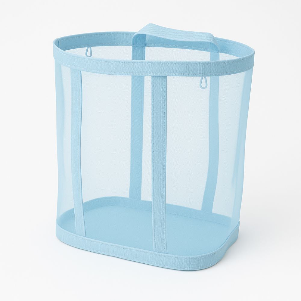 Foldable Mesh Laundry Basket Blue