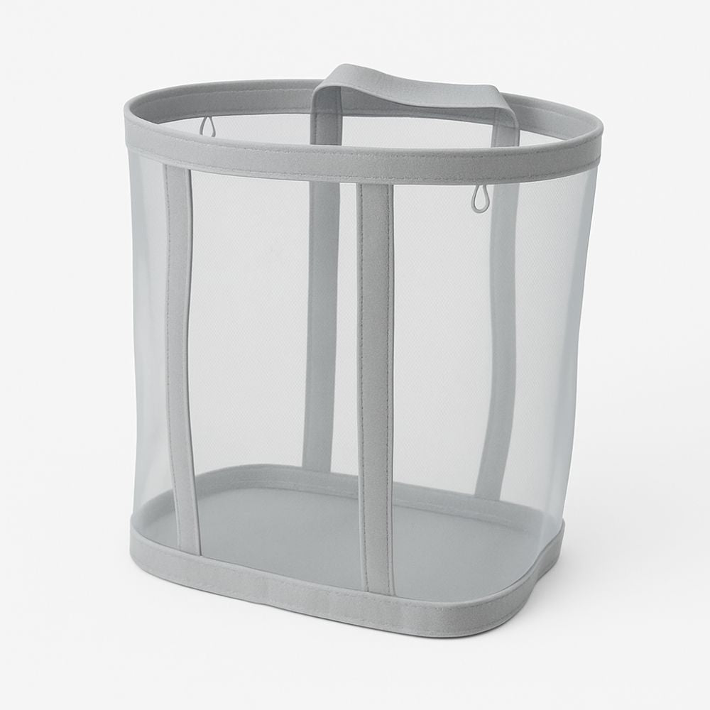Foldable Mesh Laundry Basket Gray