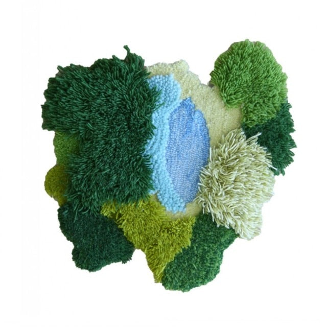 Forest Pond Mixed Pile Wool Area Rug and Tapestry Island