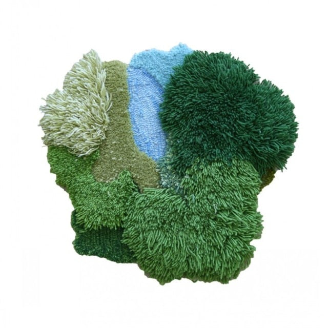Forest Pond Mixed Pile Wool Area Rug and Tapestry River
