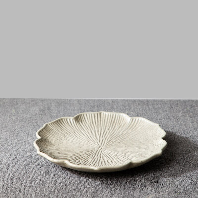 French Leaf Nature Inspired Plates Taupe Small