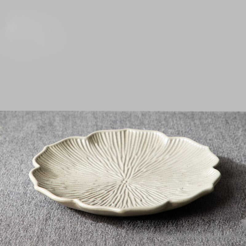 French Leaf Nature Inspired Plates Taupe Large
