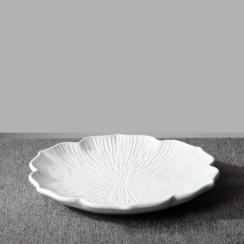 French Leaf Nature Inspired Plates White Large