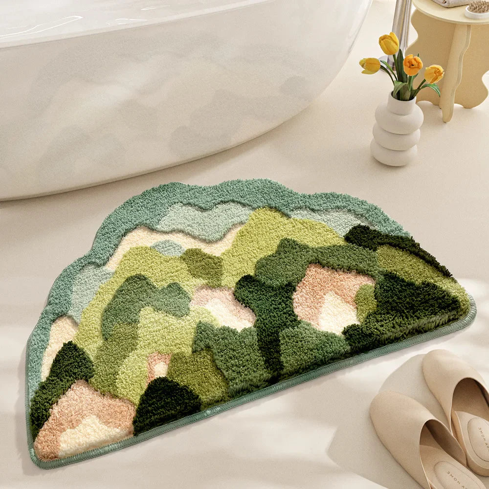 Whimsy Garden Plush Bath Mat Mountain