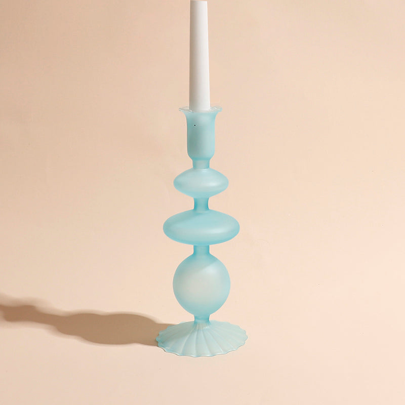 Frost Glass Candle Holders Glass Matte Cyan