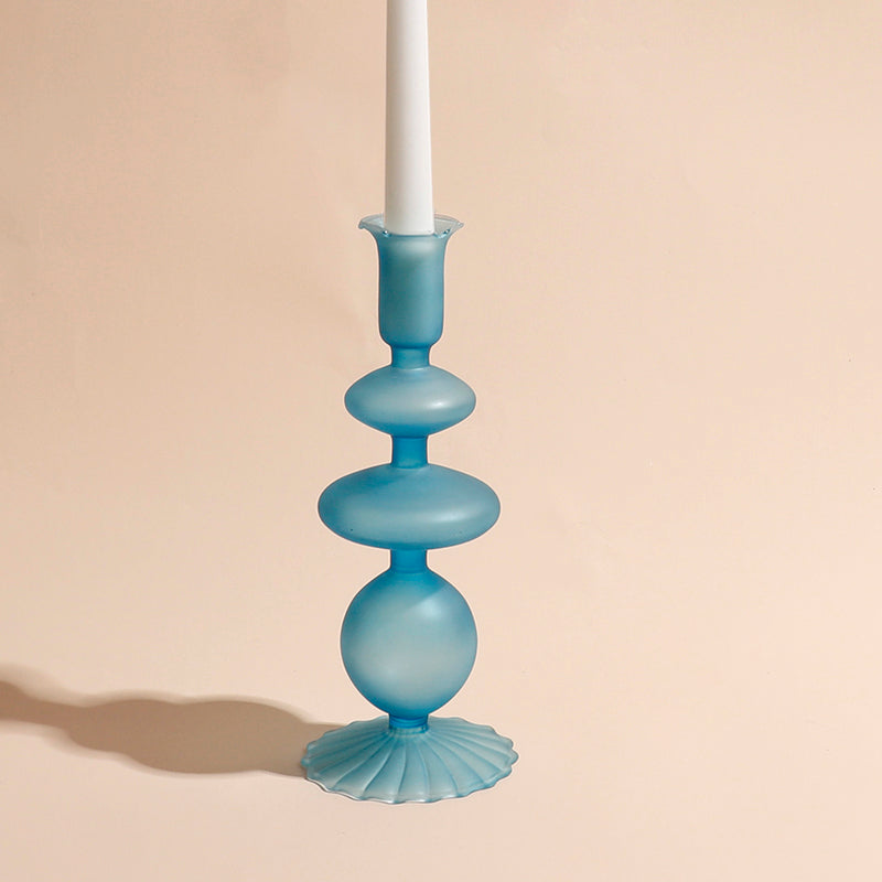 Frost Glass Candle Holders Glass Matte Blue