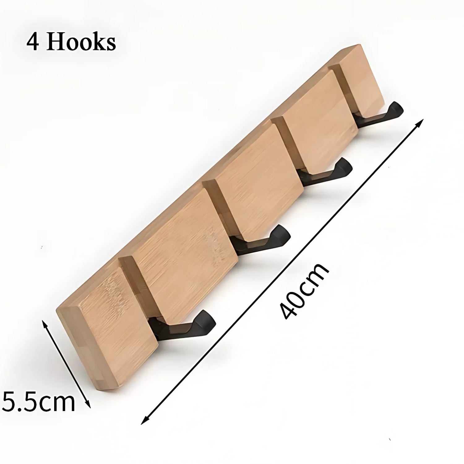 Functional Flip Wooden Wall Hook Rack 4 Hook