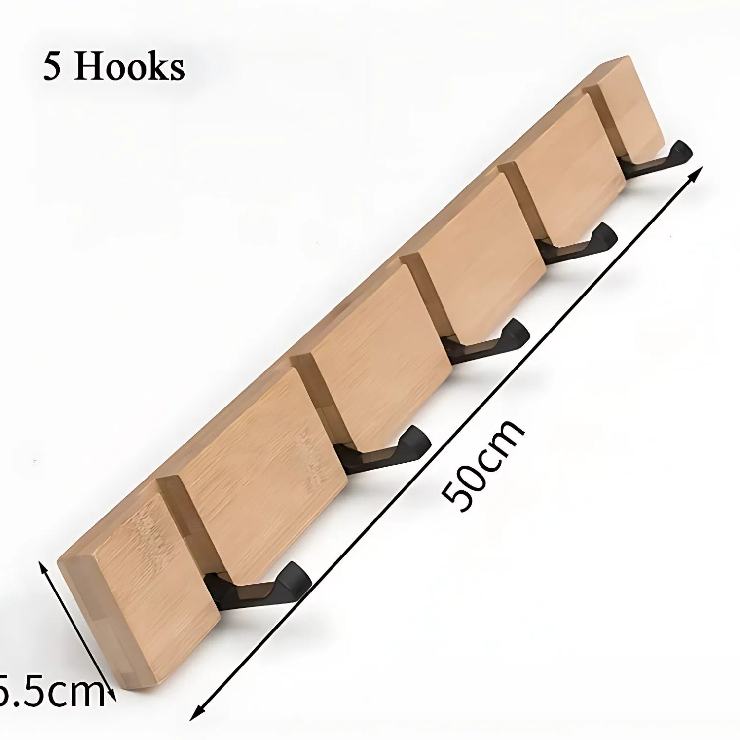Functional Flip Wooden Wall Hook Rack 5 Hook