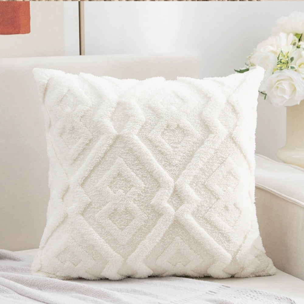 Fuzzy Diamond Pattern Cushion Cover Frost Weave