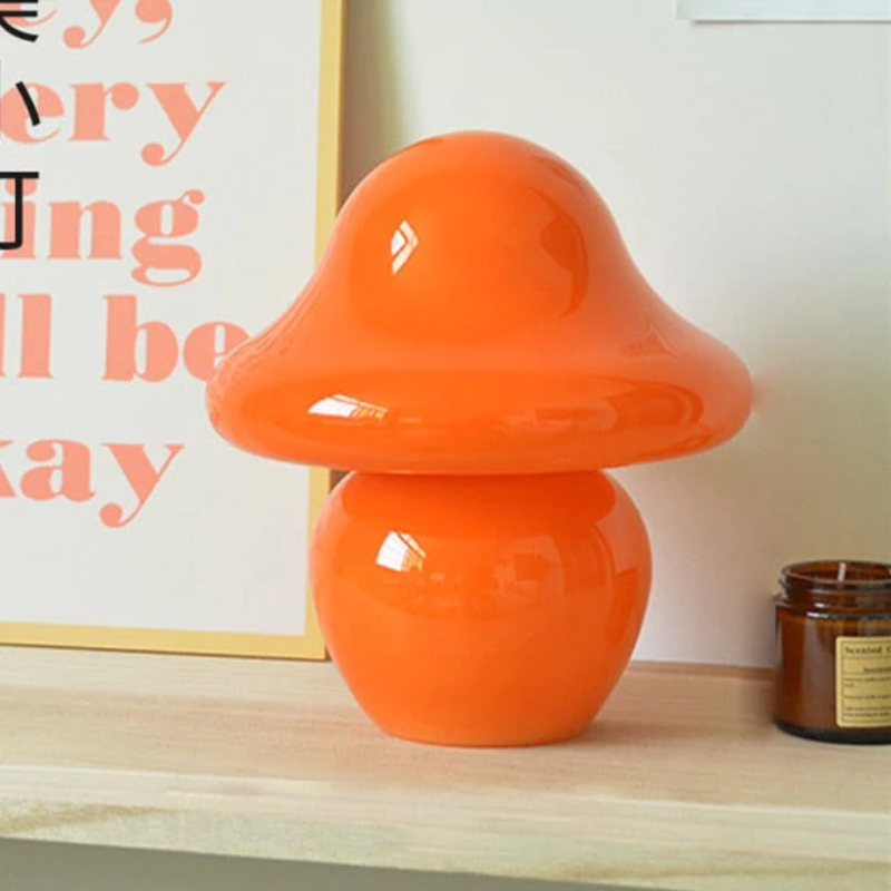 Gala Mushroom Glass LED Table Lamp Orange Small
