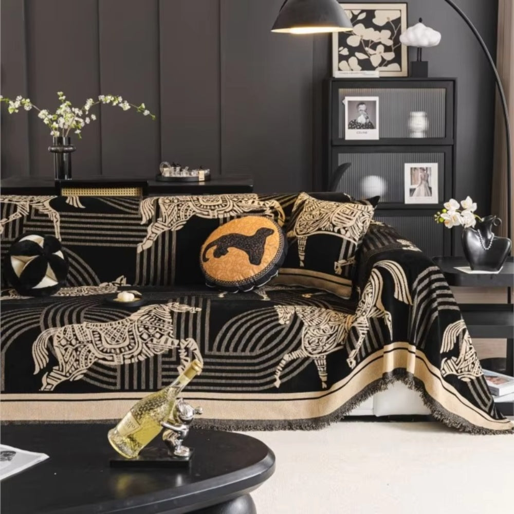 Gallora Horse All-Season Sofa Covera Ebony Gold