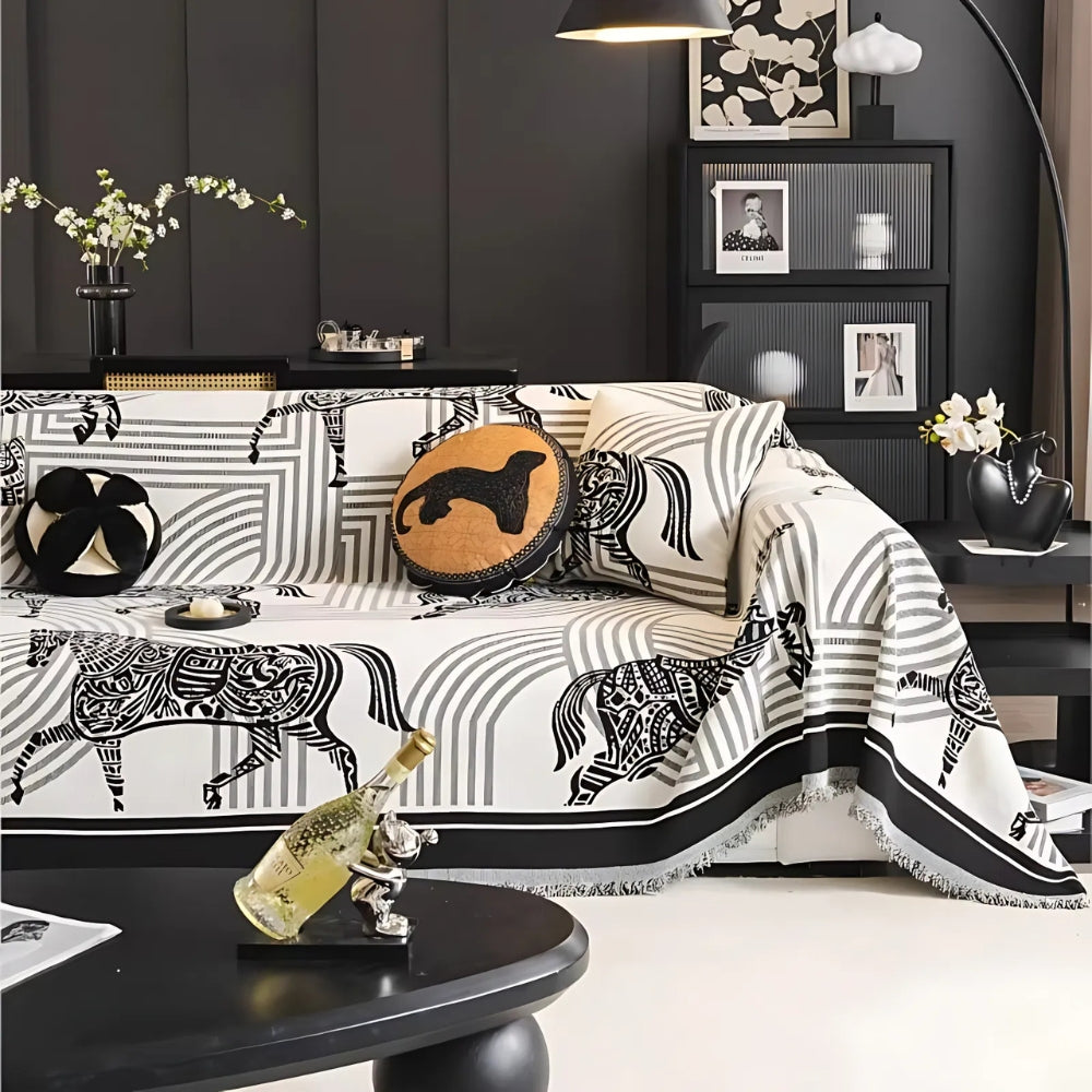 Gallora Horse All-Season Sofa Covera Ivory Night