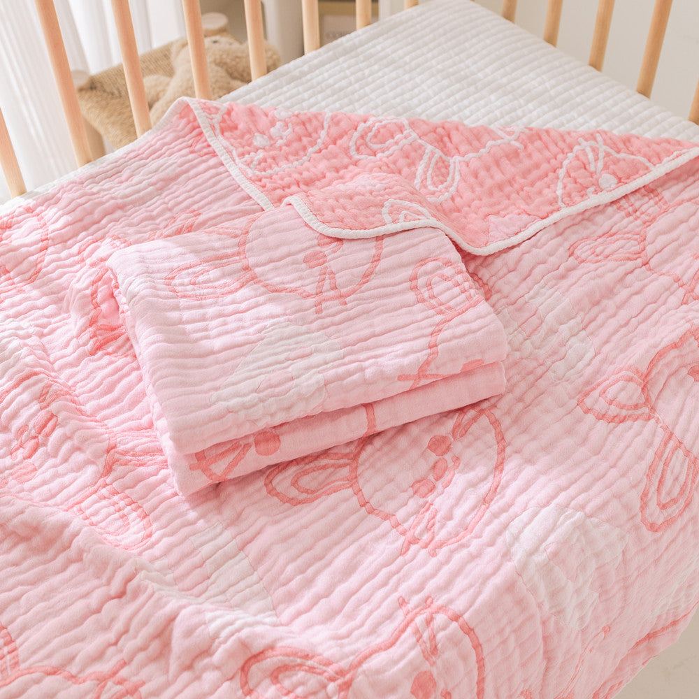 6-Layer Bamboo Muslin Baby Blanket - 40"×42 " Rabbit Pink