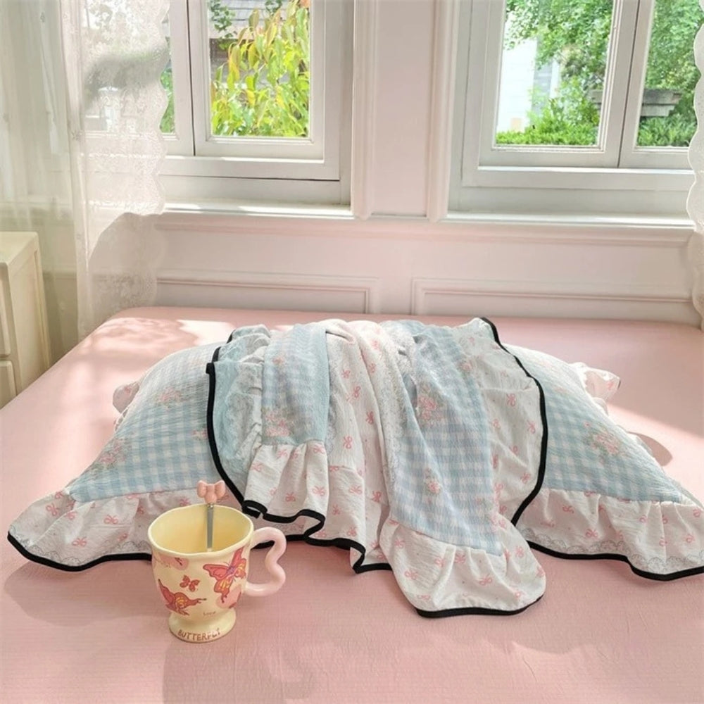Gauze Floral Ruffled Lace Pillowcases