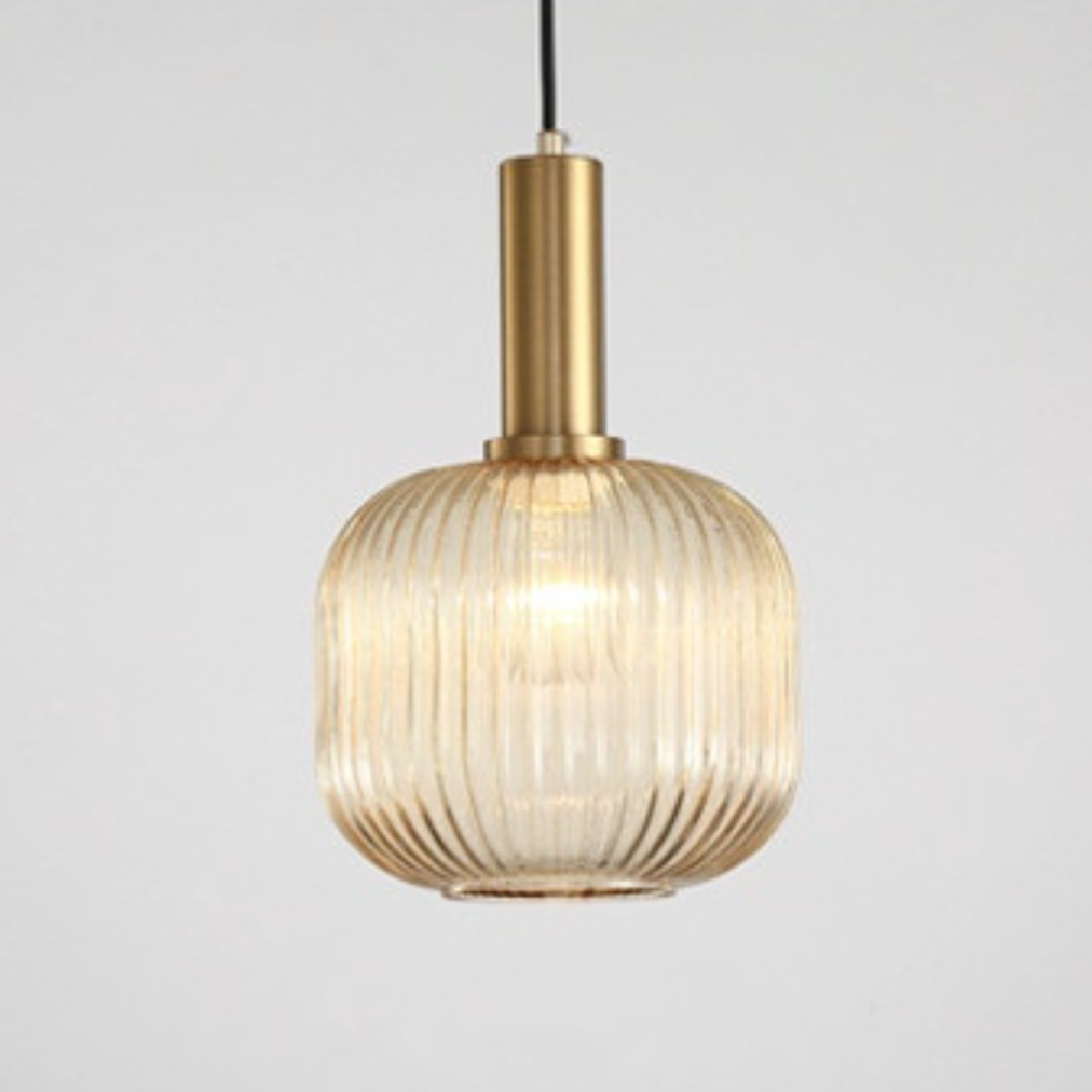 Gema Ripple Glass Pendant Light Cognac Square