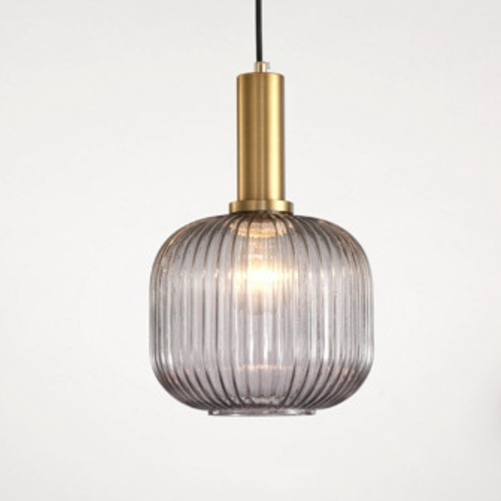 Gema Ripple Glass Pendant Light Smoke Square