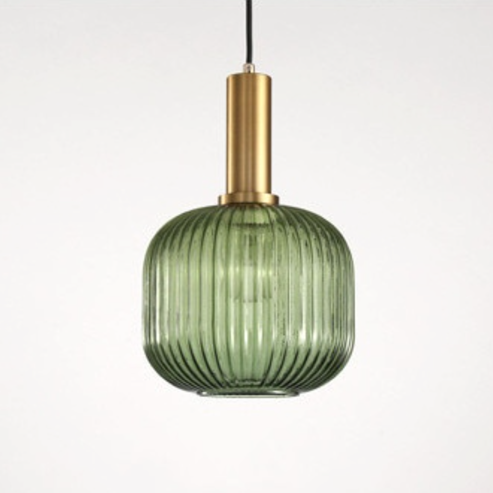 Gema Ripple Glass Pendant Light Green Square