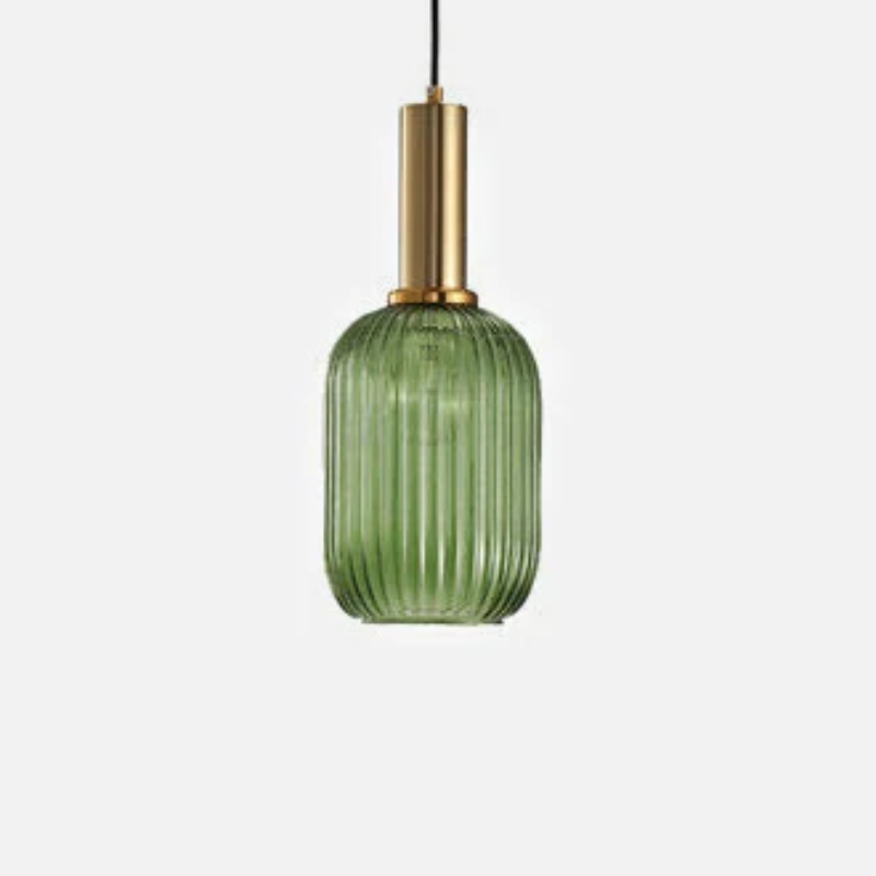 Gema Ripple Glass Pendant Light Green Long