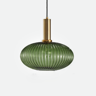 Gema Ripple Glass Pendant Light Green Oval